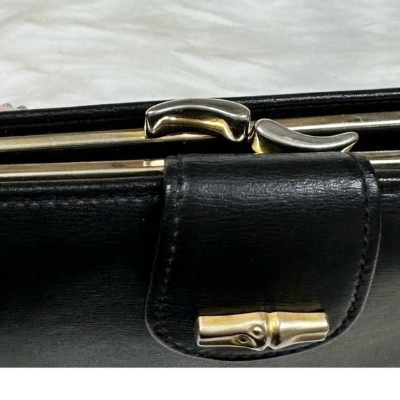 Longchamp Vintage Black Leather large Bi-Fold Coin Credit Card Wallet - Picture 6 of 12